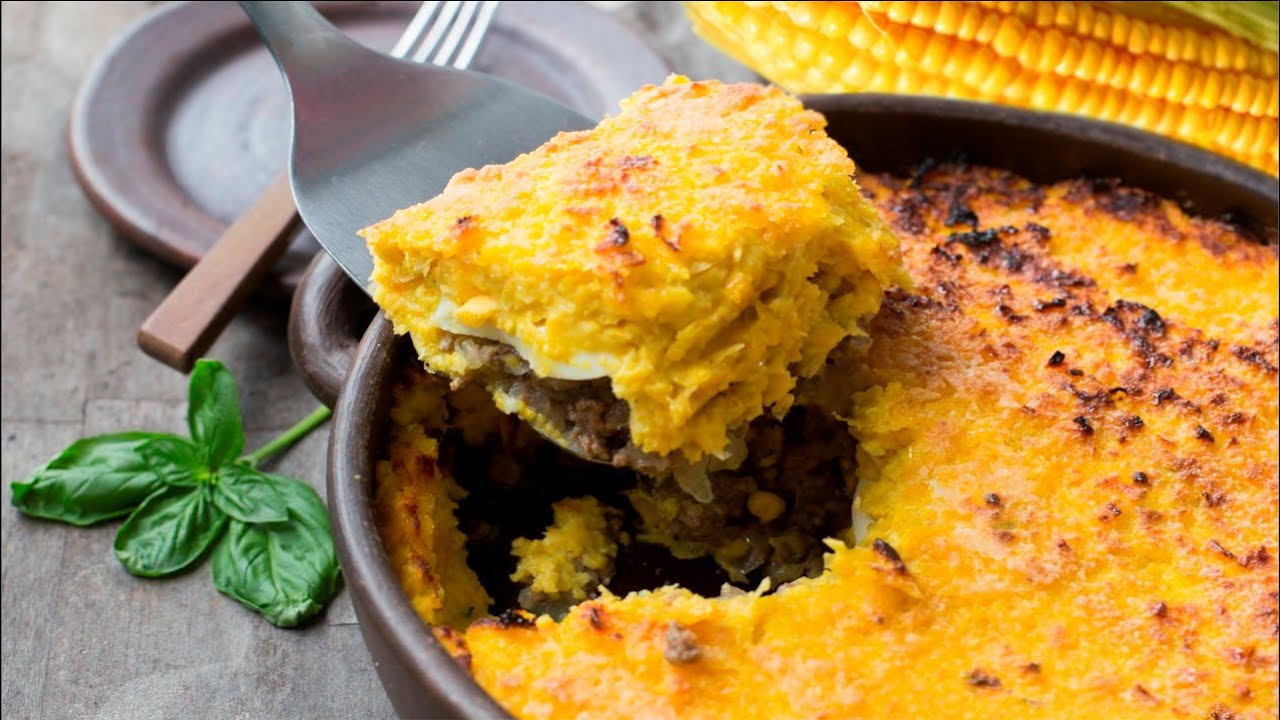 EXQUISITO PASTEL DE CHOCLO CON RELLENO DE CARNE