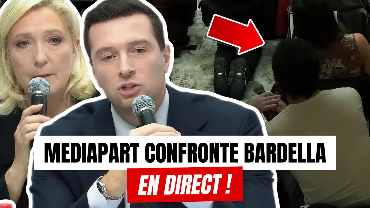 Mediapart interpelle Bardella en pleine conf&eacute;rence... Marine Le Pen intervient !