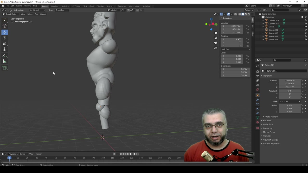 Curso Blender Sculpt #021​ - Corpo Básico FRANK - aula 02 - Pernas