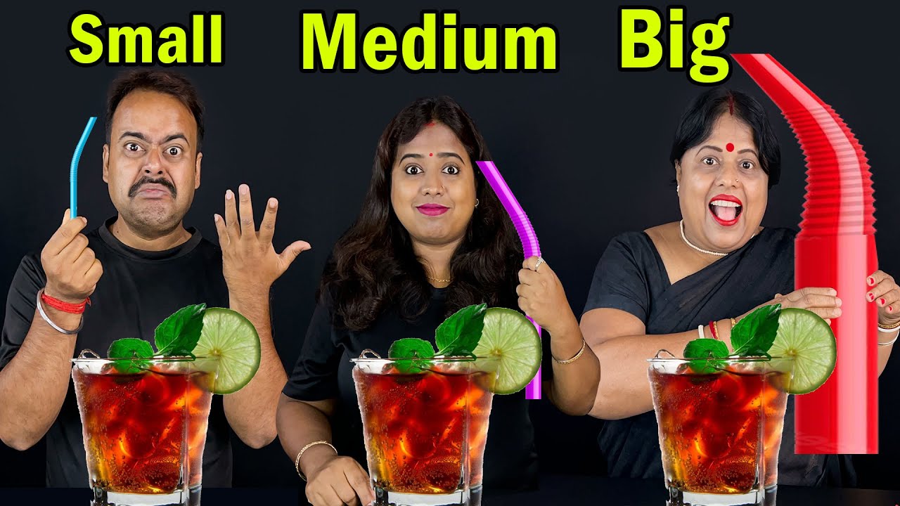 Big, Medium and Small Straw Challenge | The Cold Drink Challenge | Soft Drink Challenge