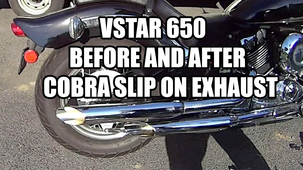 Vstar 650 Before and After Cobra Slip On Exhaust