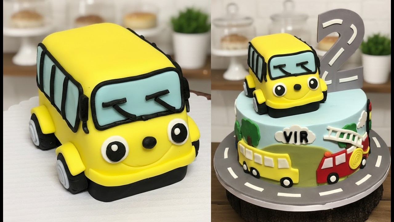 School Bus Cake Topper. Autobus Escolar para Pastel