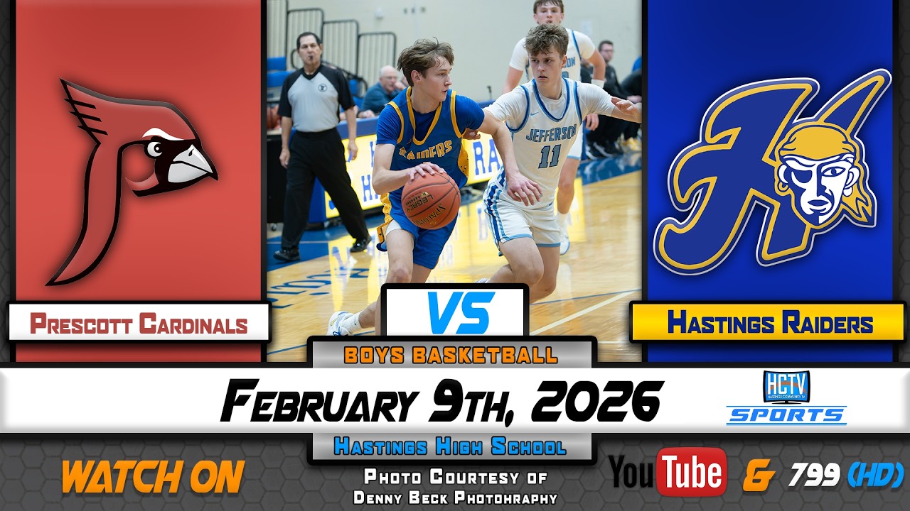 HCTV SPORTS: Hastings Boys Basketball vs Prescott Cardinals | 2.9.26