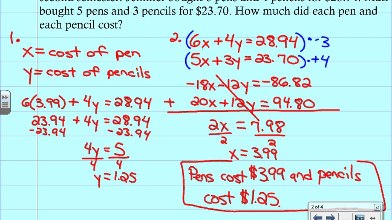 Word Problems by Elimination