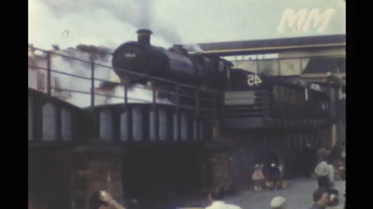 Steam Trains and Exeter Stations late 1950's old cine film 474