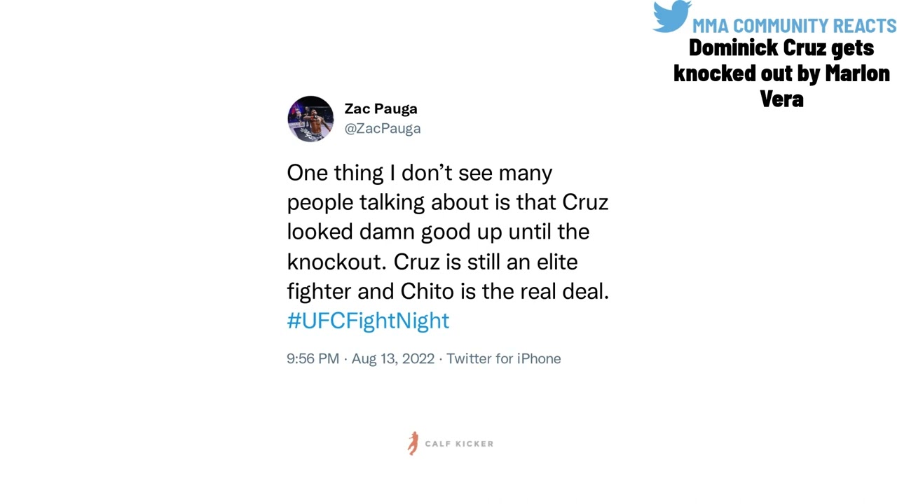 MMA Community Reacts: Dominick Cruz gets knocked out by Marlon Vera at UFC on ESPN 41