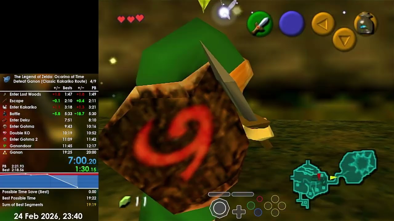 OoT Defeat Ganon No SRM (Classic Kakariko Route) in 19:25