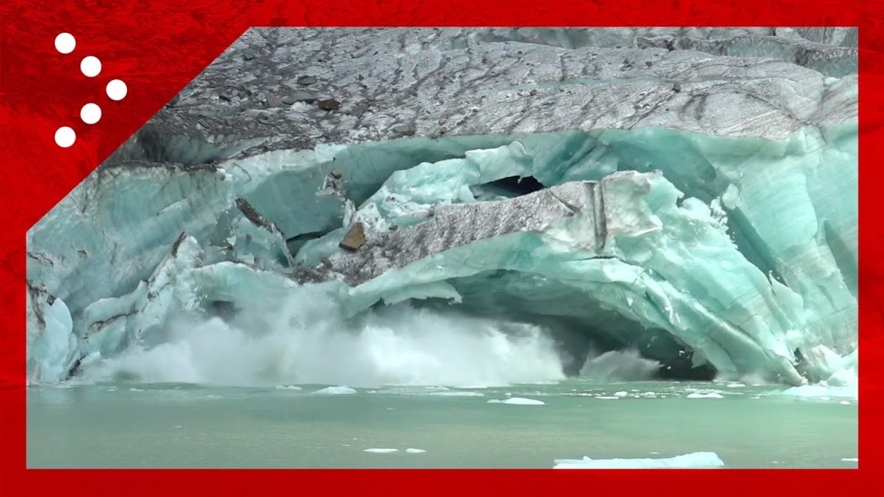 Caldo, il distacco di blocchi di ghiaccio dal ghiacciaio Fellaria in presa diretta