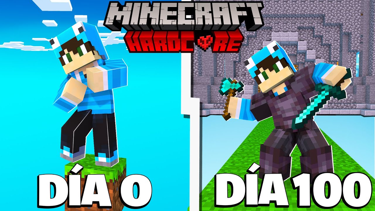 ✅SOBREVIVÍ 100 días en un solo BLOQUE en Minecraft