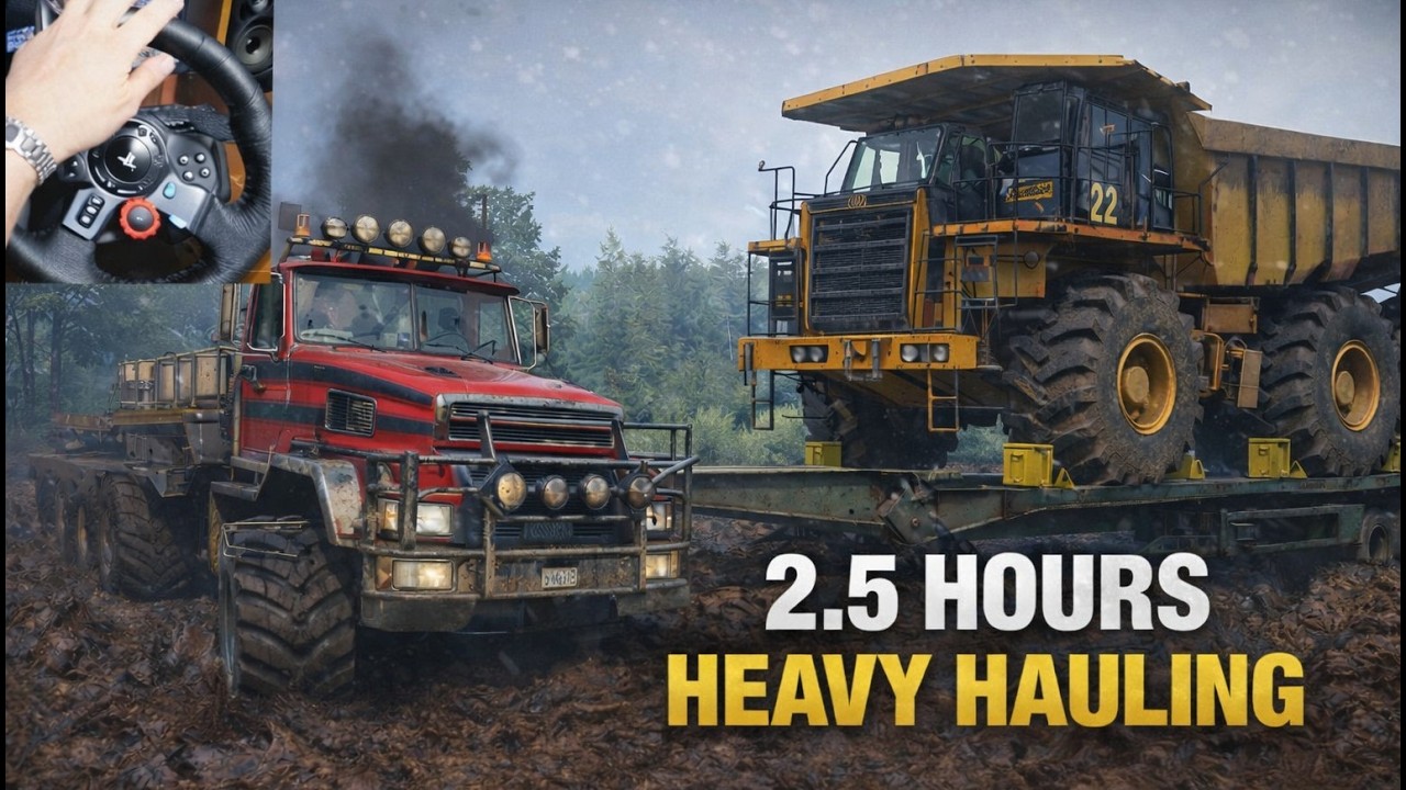 2.5 Hours of Heavy Hauling in Ontario | Giant Trucks & Extreme Mud | SnowRunner | Logitech G29