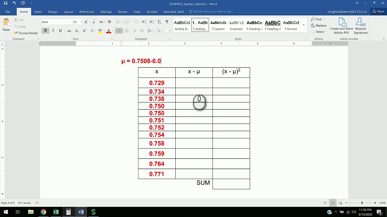 Applied Statistics EXAMPLE Part 2