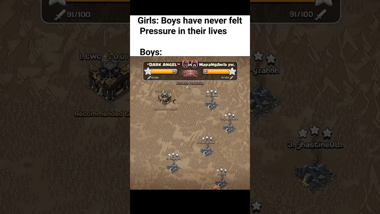 Girls🗣️: Boys have never felt Pressure in their lives IIClash of clans II #shorts #clashofclans #coc