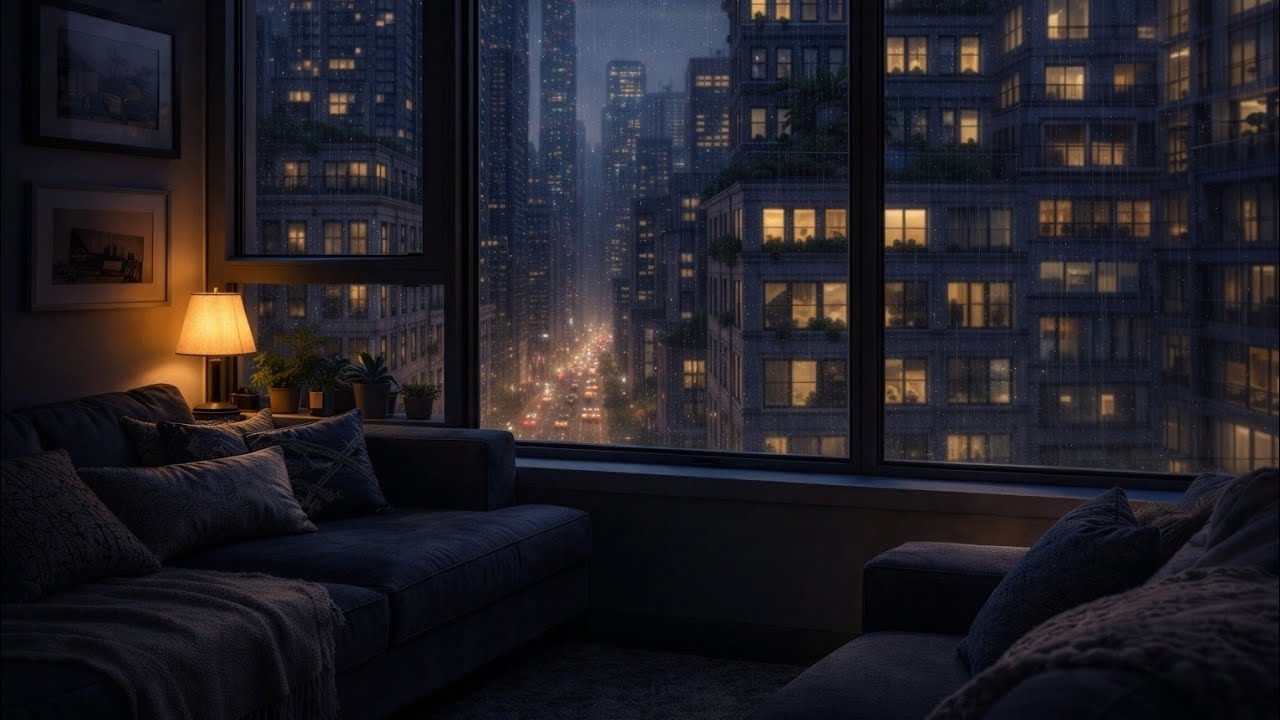 Rainy Window & Warm City Glow Lofi | Cozy Night for Sleep