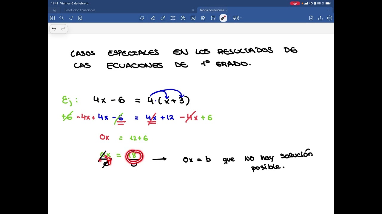 1.2. Casos especiales en las ecuaciones de primer grado
