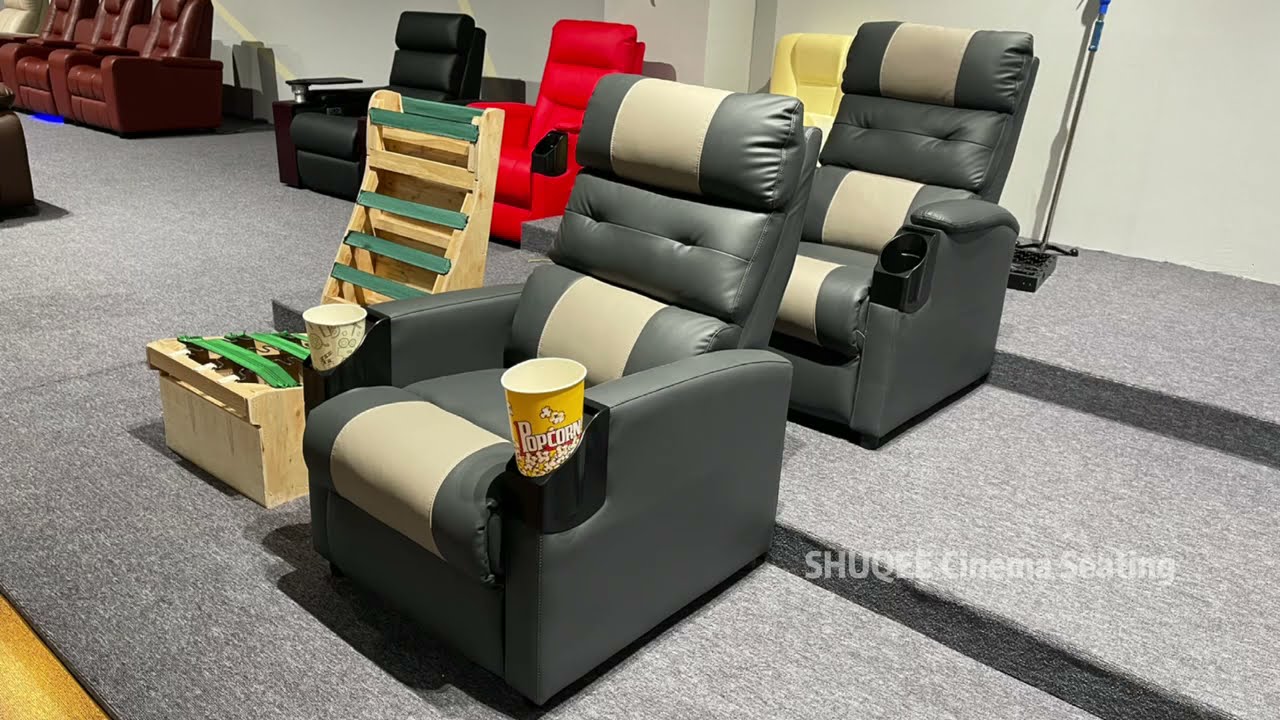 Luxury Home Cinema Couple Red VIP Leather Cinema Sofa Retro Soft Movie Theater Seats