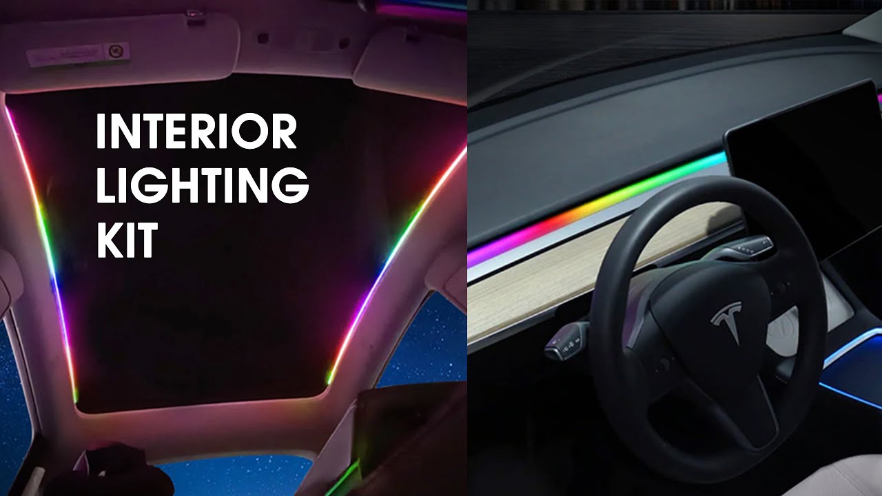 Tesla Model 3/Y Interior Lighting Upgrade - dashboard & sunroof | EVBase Ambient Lighting Kit
