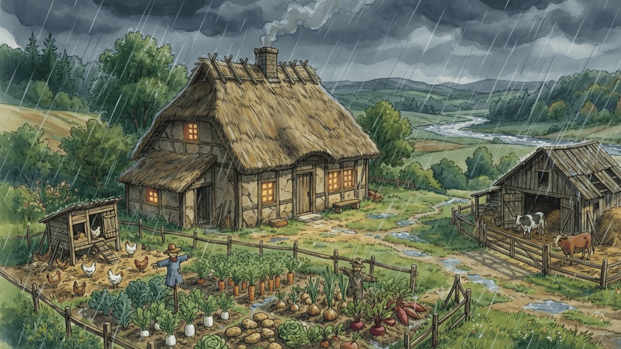 Rain Sounds & Peaceful Family Life I Ghibli Silent Days