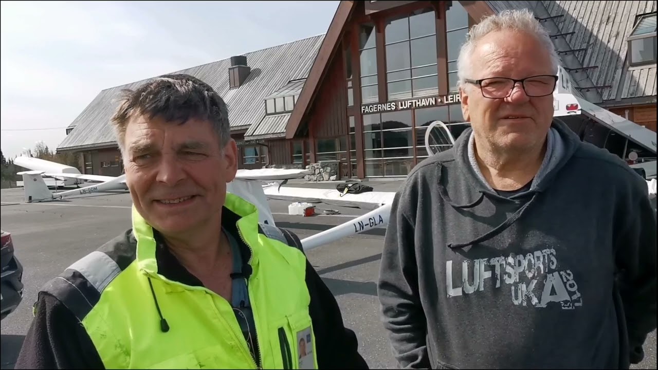 Ola Erik Melbye og Svein Orderdalen på Fagernes Lufthavn Leirin under NM 2023 i seilflyving