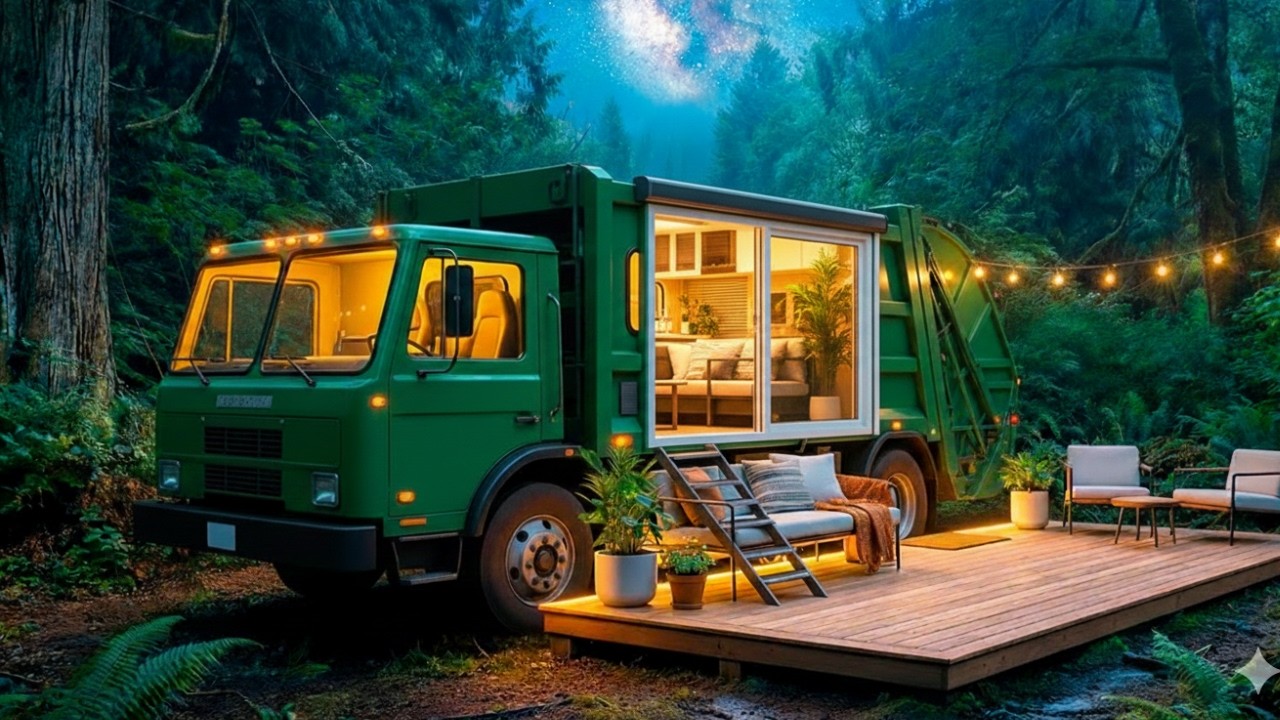 I Turned an Abandoned Trash Truck Into a Modern Luxury Tiny Home ASMR