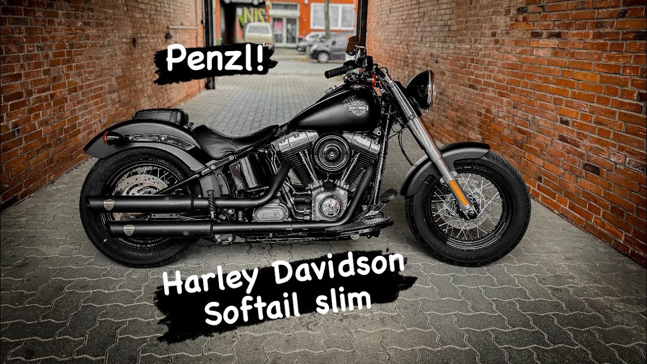 Harley Davidson Softail Slim 9000 Km Penzl Klappenauspuff matt schwarz 103er