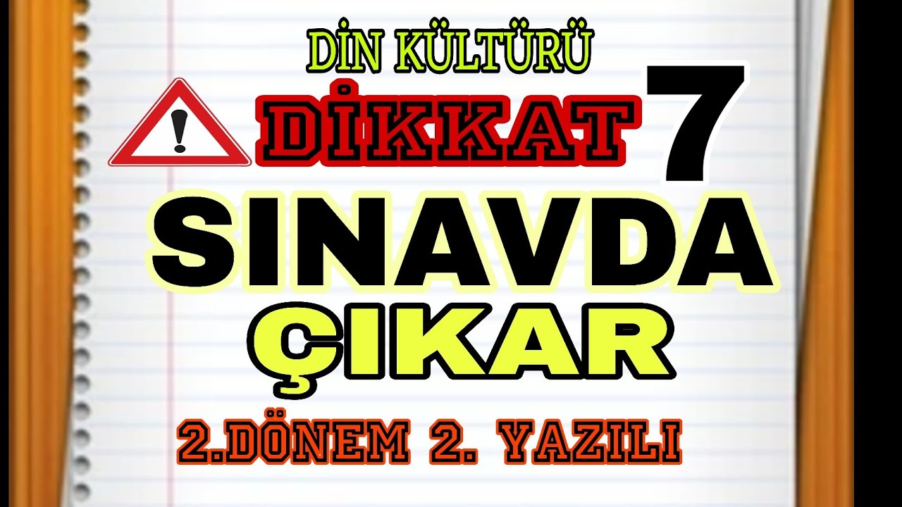 7.Sınıf Din Kültürü 2.Dönem 2.Yazılı Soru Örnekleri