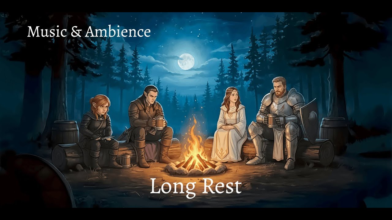 Long Rest – Sad Campfire Ambience for D&D | Forest Night | 50 min