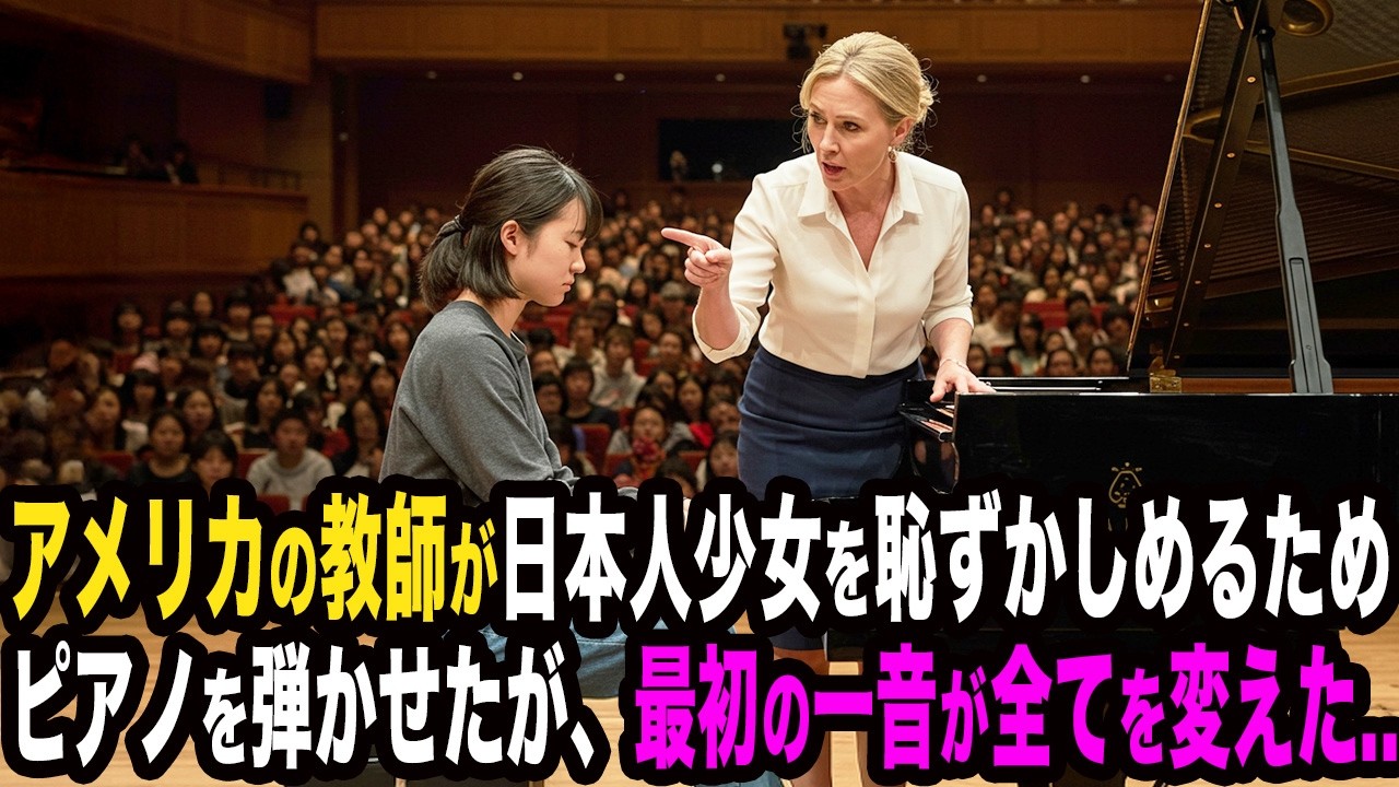 アメリカ人教師が日本人のピアノ少女を見下した。しかし、彼女の演奏が響いた瞬間、会場は騒然。全てをひっくり返すこととなる。