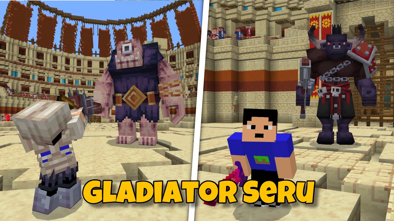 KITA MELAWAN MONSTER RAKSASA DI GLADIATOR MCPE