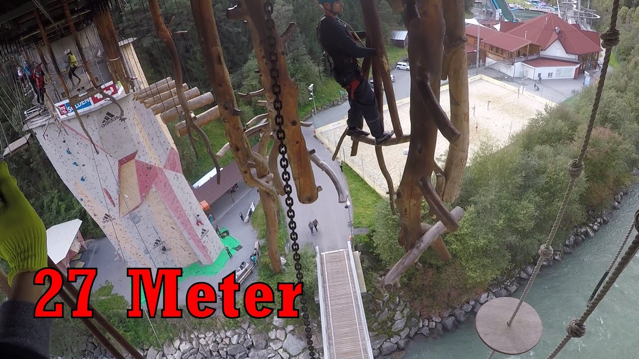 Klettern in 27m Höhe unter einer Brücke | Hochseilgarten Area 47