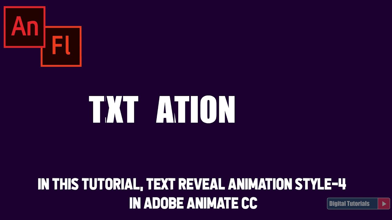 Animate Text Reveal Animation (Style-4) Adobe Animate CC Tutorials