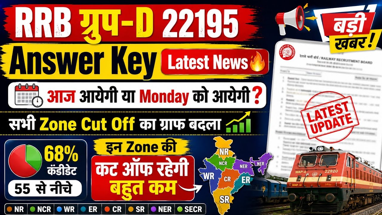 RRB Group-D 22195 Answer Key 2026🔥 | RRB GROUP D ZONE WISE CUT OFF 2026 | RRB GROUP-D Answer Key ...