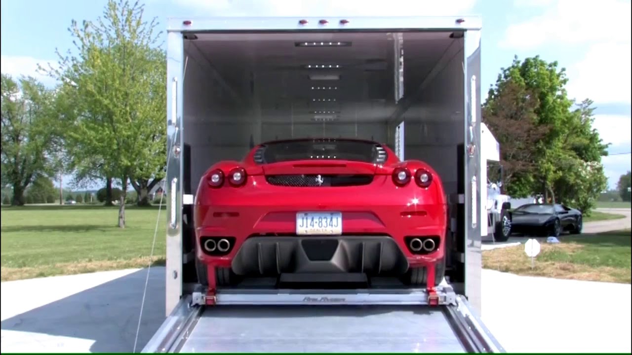 Loading Cars into an Enclosed Car Trailer with the Rail Ryder Self-Loading Track System