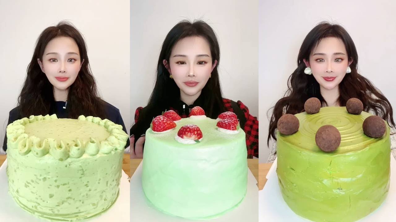 Asmr🍰Eating Matcha Cream Cake🍰 (Soft And Waxy Sound) 크림丨먹방丨Mukbang丨Satisfying丨Eatings