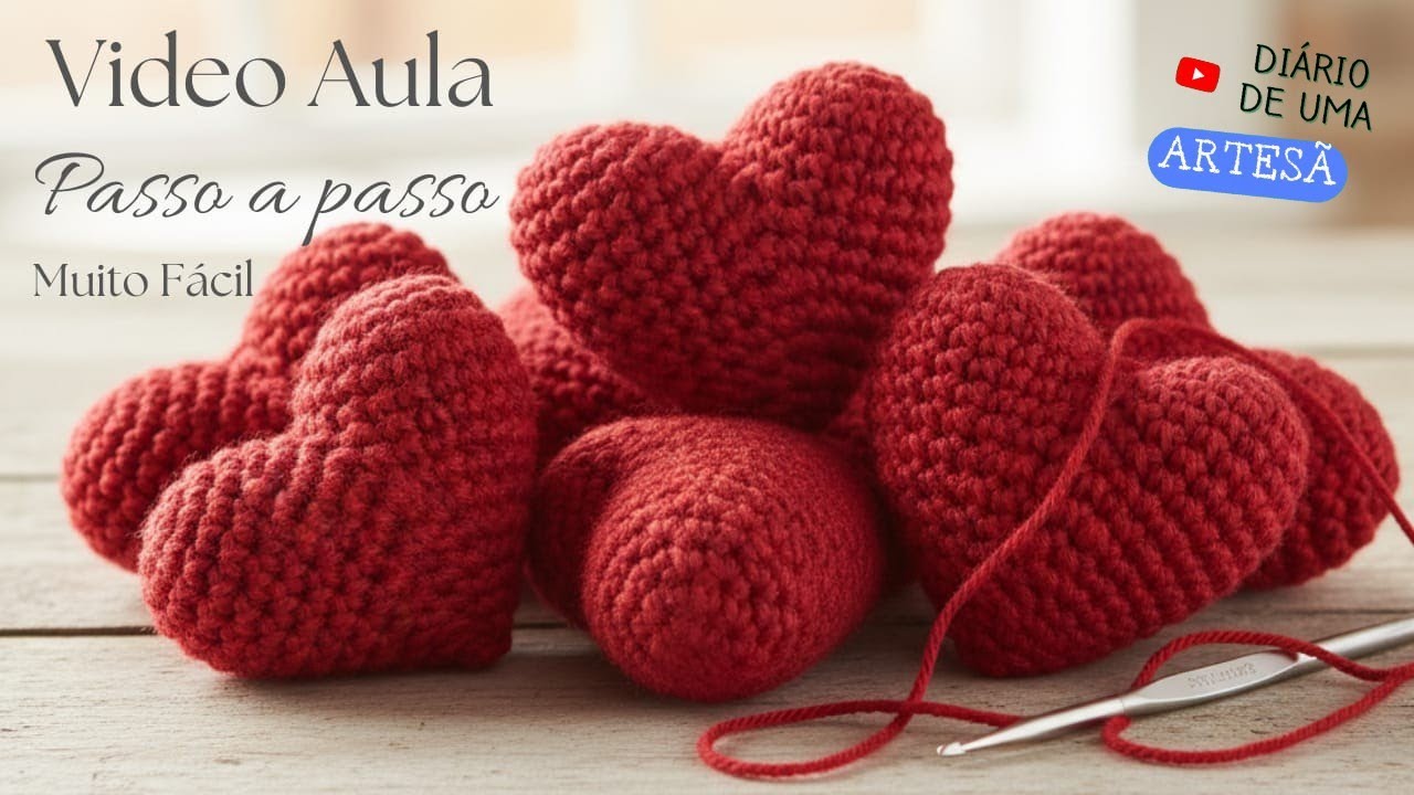 [Crochê para iniciantes] Como Fazer Mini Corações de Crochê (Passo a Passo Fácil!)
