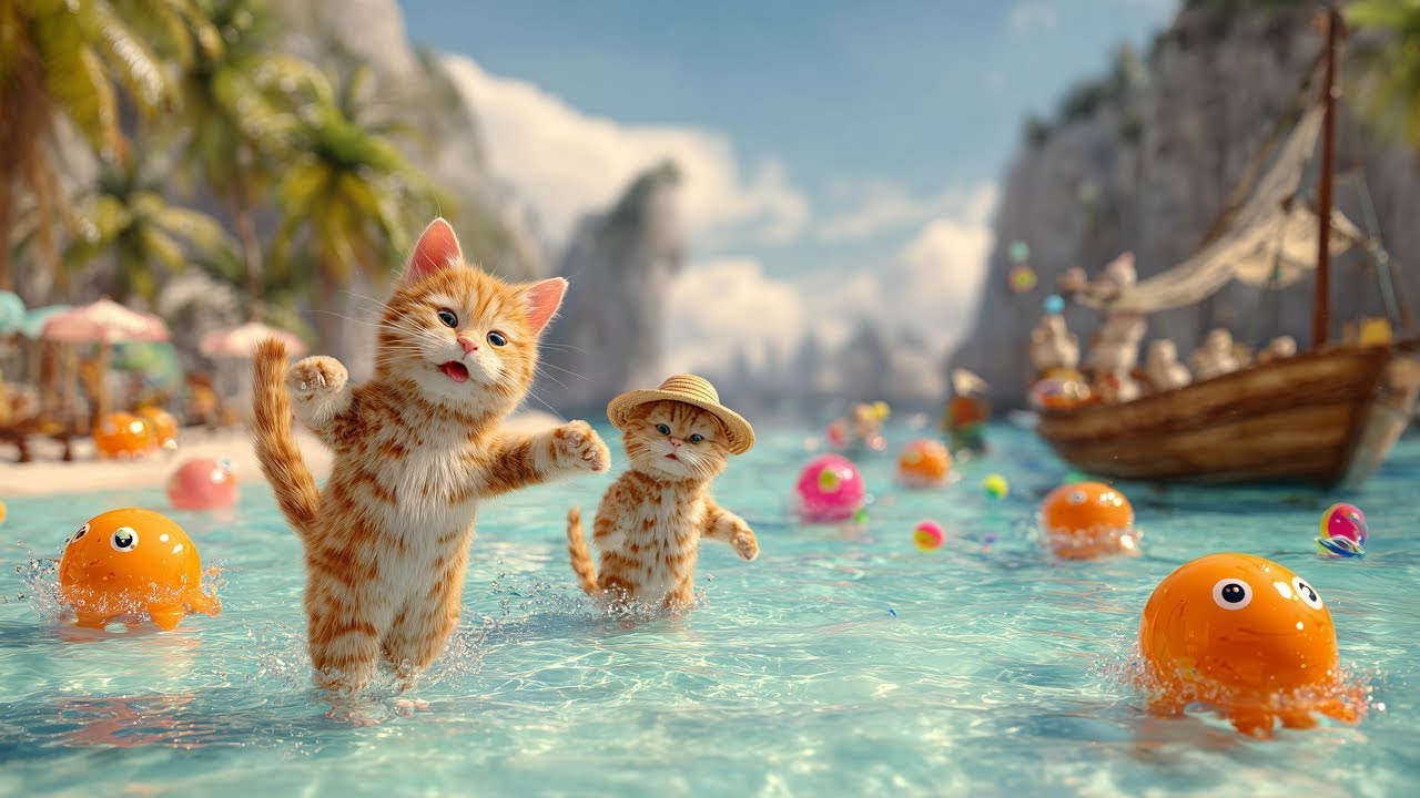 Coastal Pool Party With Kittens and Baby Animals! 🐱🌊 Meli’s Boat Adventure Begins