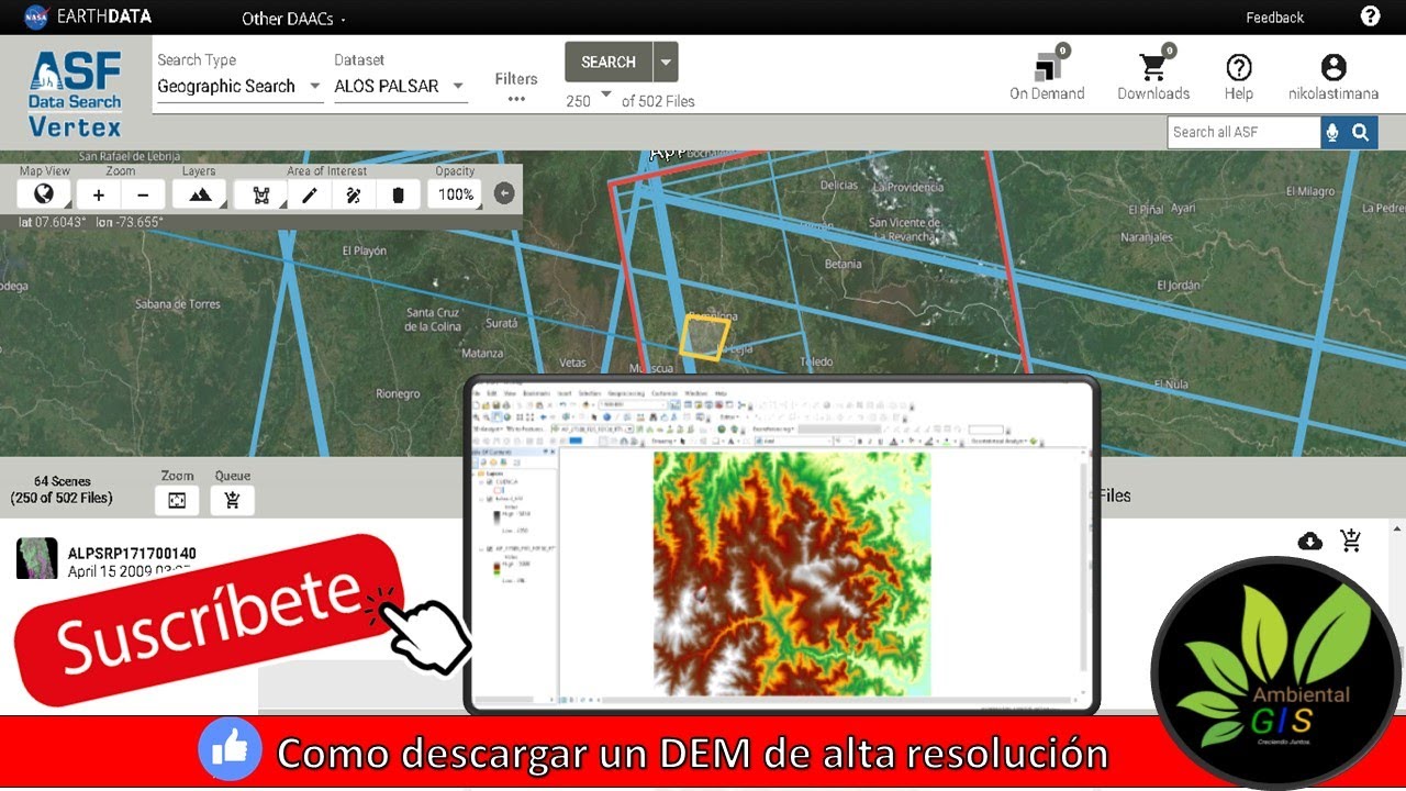 Como descargar un DEM de alta resolución