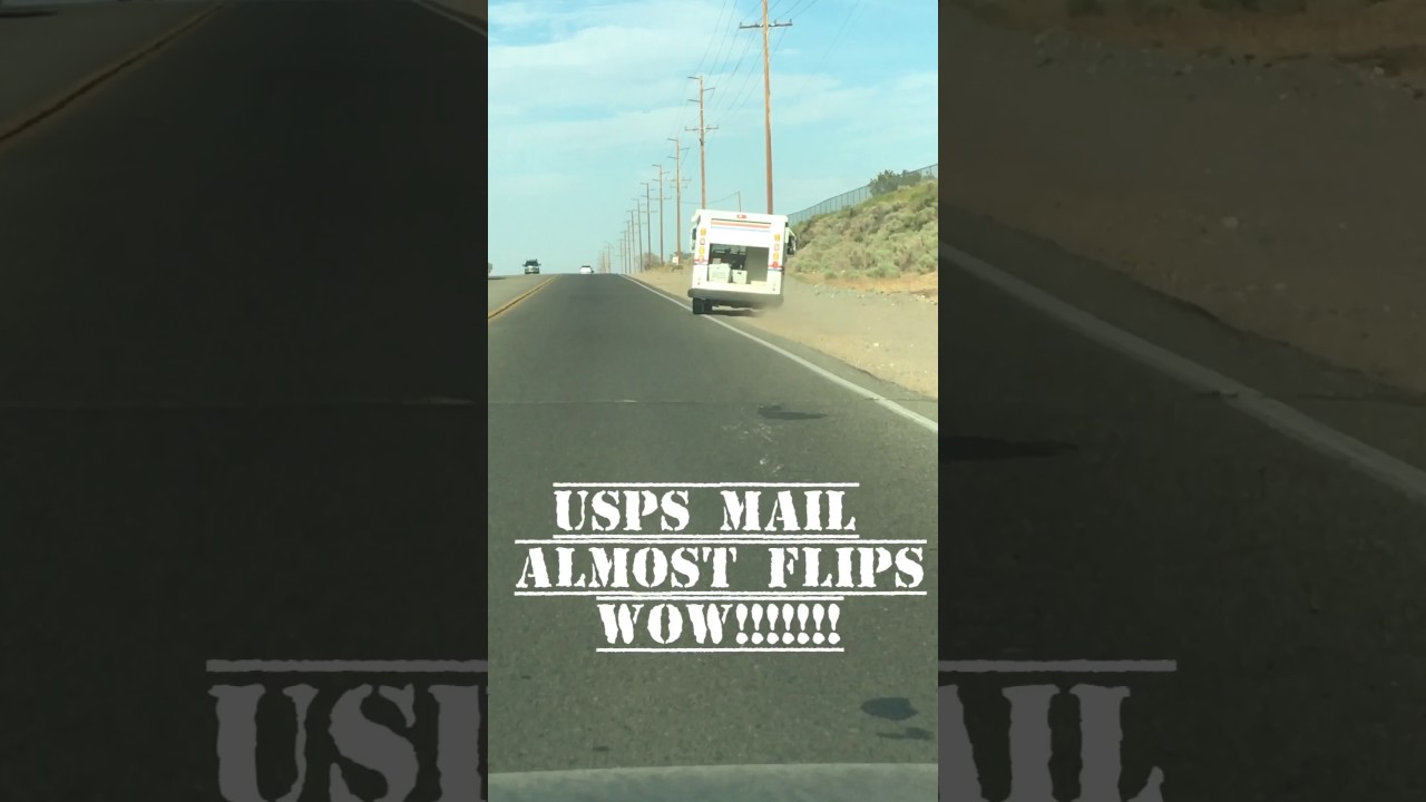 USPS MAIL truck ALMOST FLIPS trying to close back door crazy must see
