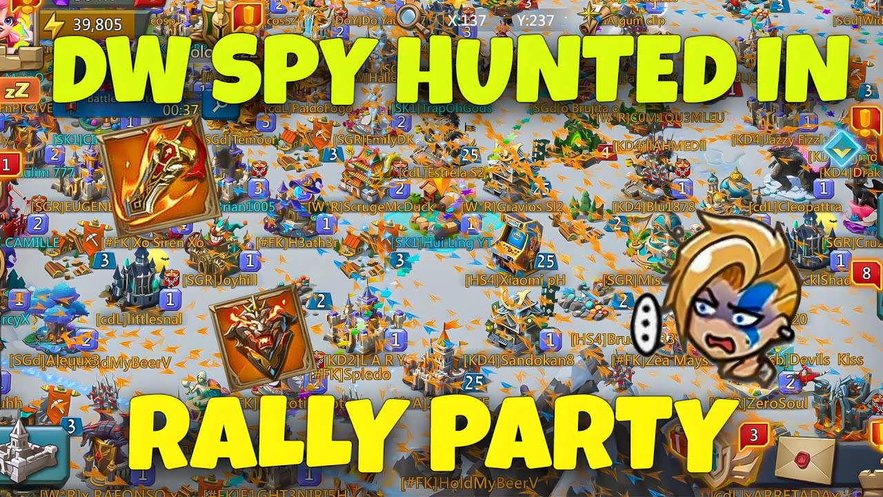 Lords Mobile - Our rally party against DW family spy. Rally party in K1011. Can he survive?
