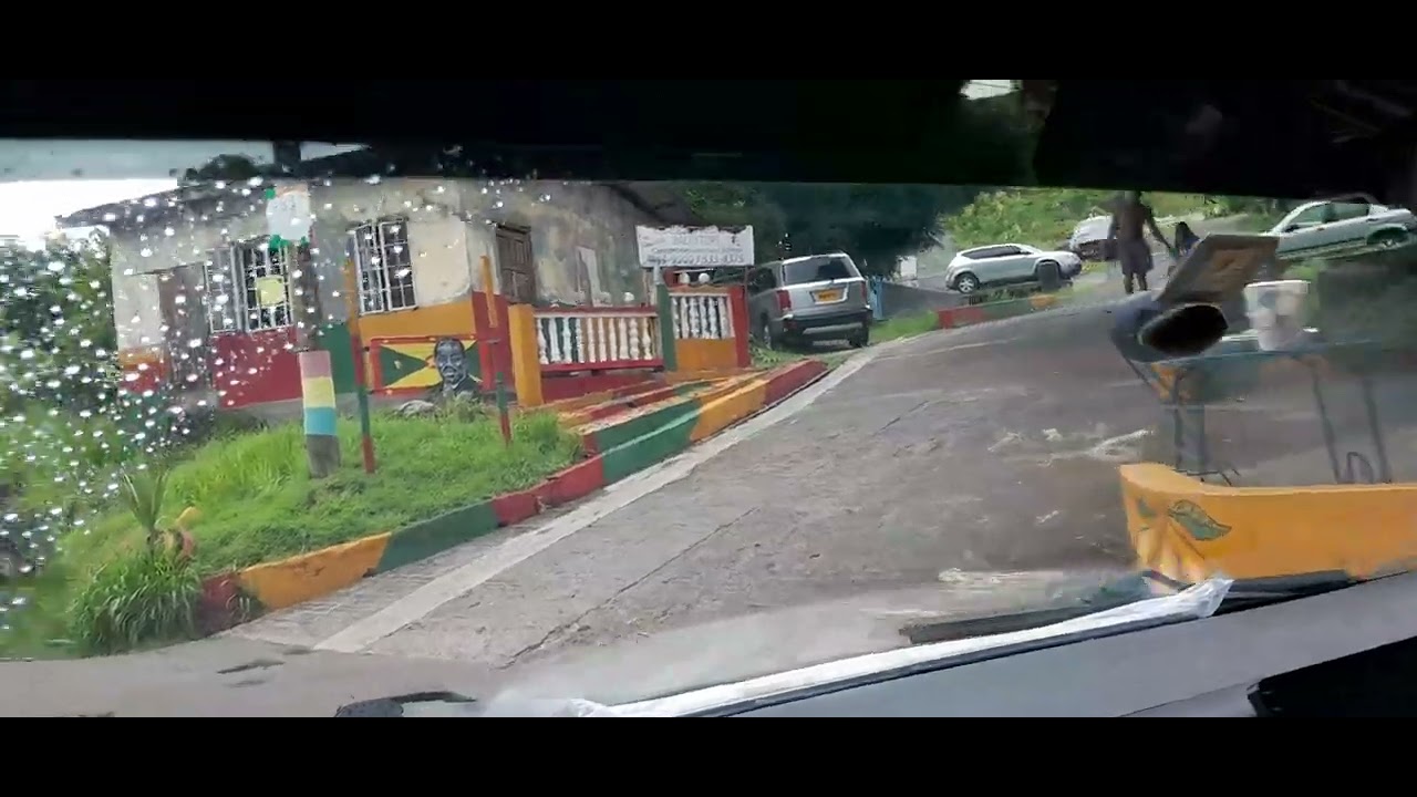 Driving from town to the countryside of Gouyave  in Grenada🇬🇩