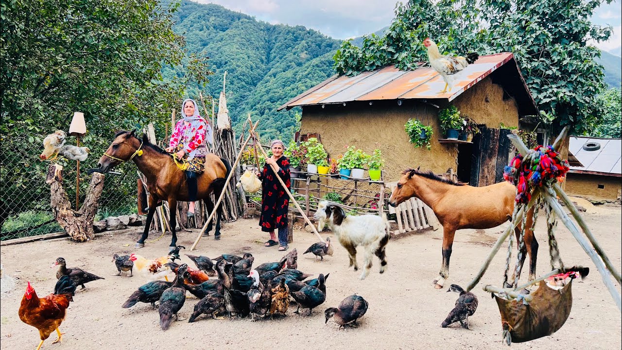 Rural Life in Northern Iran | Crafting Traditional Leather Bags for Yogurt & Butter