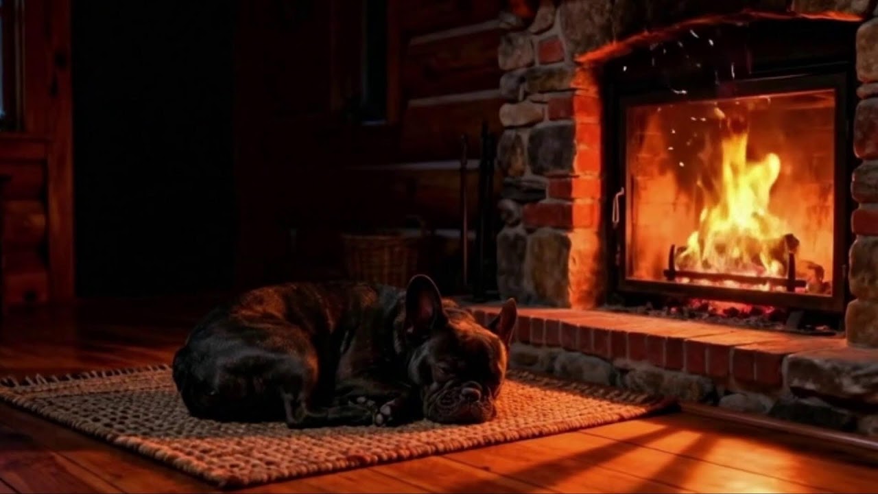 Sleeping Dog by Fireplace by koda | 🔥Crackling Fire Sounds
