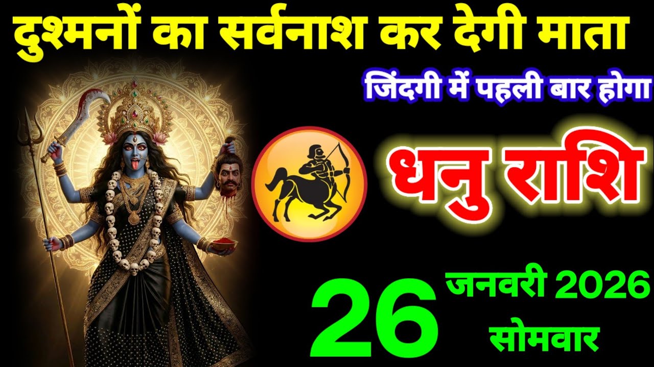 दुश्मनों का सर्वनाश कर देगी माता रानी, धनु राशि वालों 26 जनवरी 2026 जिंदगी में पहली बार ऐसा होगा।Dha