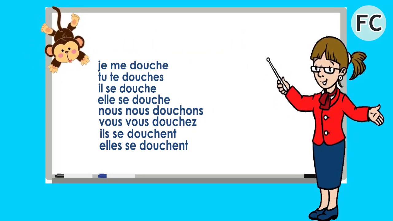Le Verbe Se Doucher au Présent - To Take a Shower - French conjugation