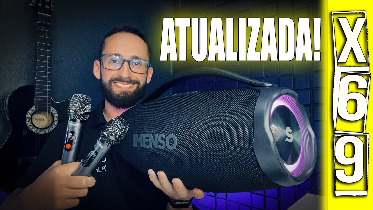 IMENSO IMS X69 - Caixa de Som BoomBox 80W Caixa de Som Com 2 Microfones