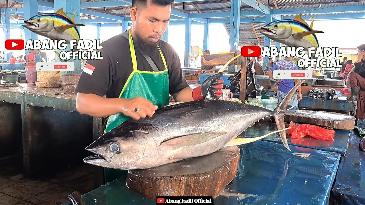 🔥🔪🔥SKILLS HEBAT MEMOTONG IKAN TUNA UKURAN 35KG 2 Ekor PESANAN ABANG JIWO PRAKOSO!!!!!