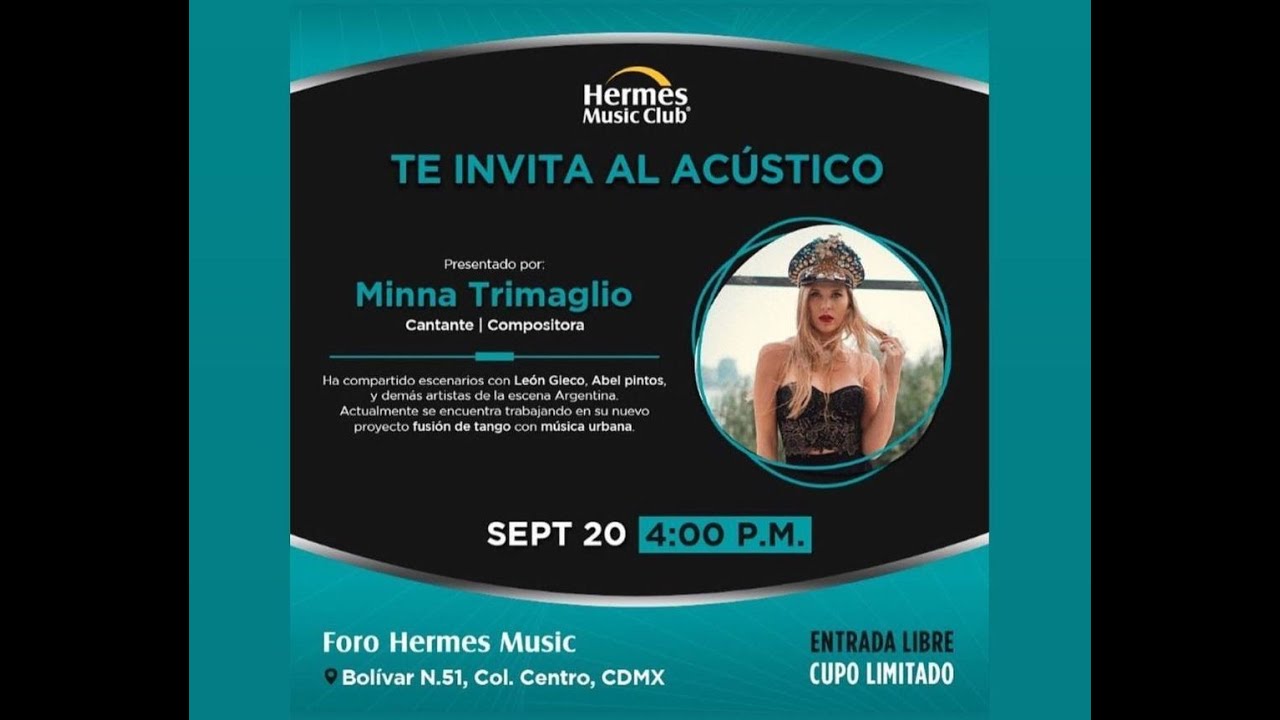 20.9.2023 Mariel MINNA TRIMAGLIO Acustico en Vivo en el Foro Hermes Music MX Instagram Live