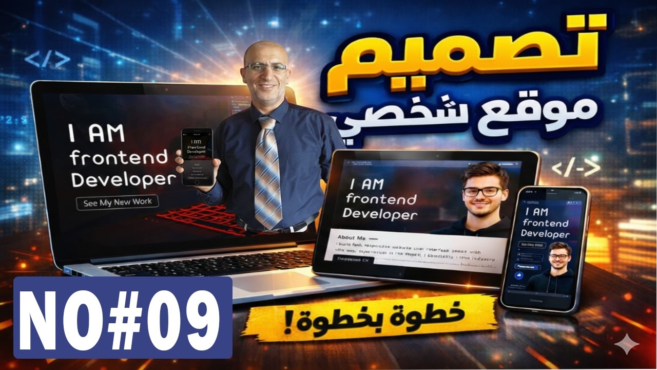 Build a Responsive Portfolio Website | No#09 | تصميم موقع Portfolio متجاوب لكل الشاشات خطوة بخطوة