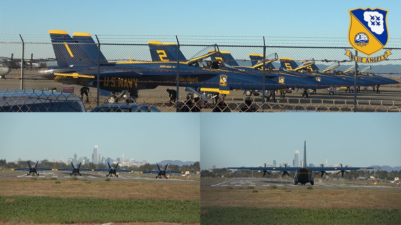 [4K] Blue Angel Delta / Fat Albert Startup & Departure from Oakland (KOAK)
