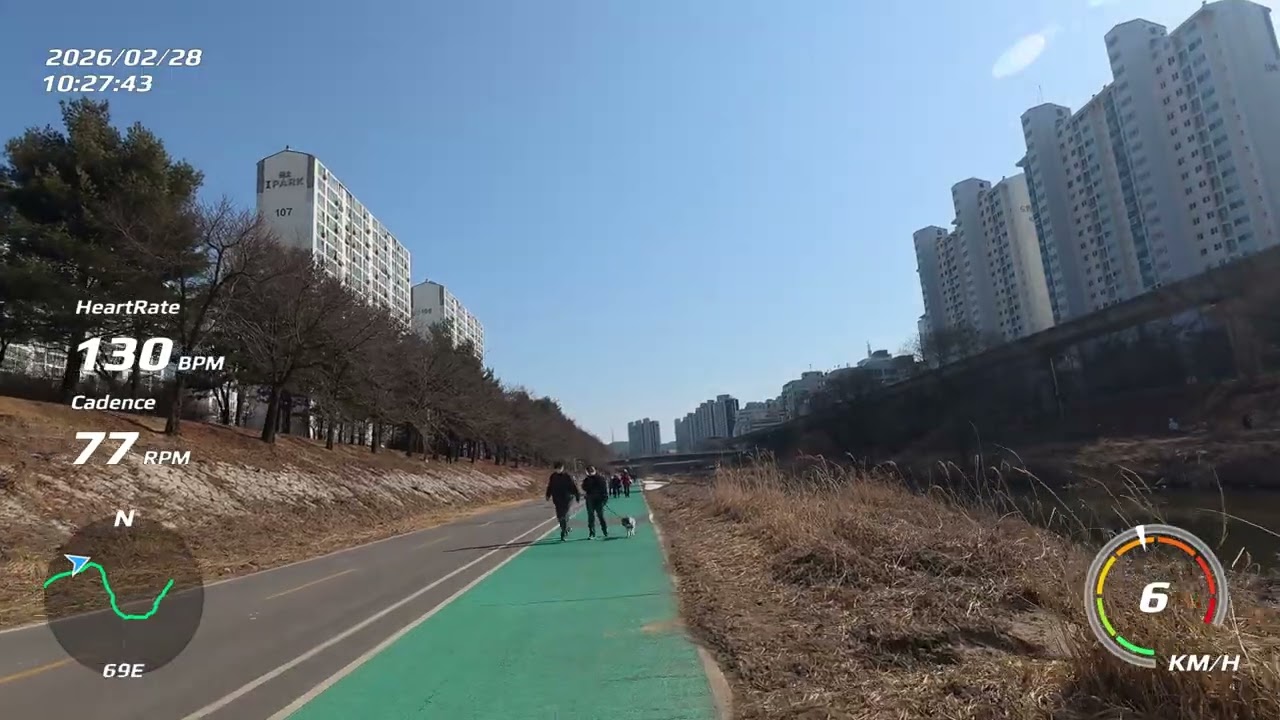 의정부 동오역~어룡역 부용천 자전거길 따라-1 Running in Korea/Uijeongbu a clear day-1 4K Virtual Run 40min 4.2km POV