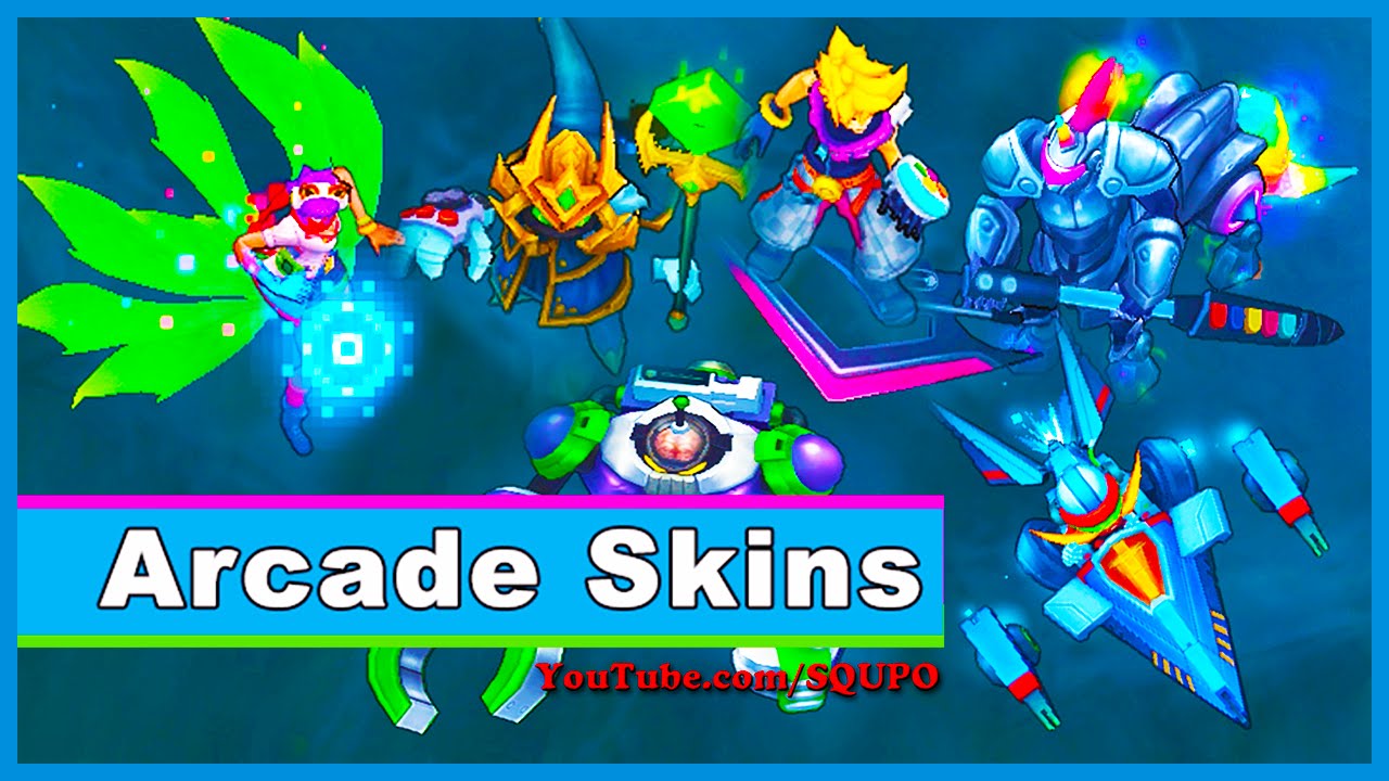 All Arcade Skins Ahri Blitzcrank Corki Ezreal Hecarim Miss Fortune Riven Sona Veigar (LoL)